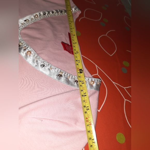 GLORIA VANDERBILT PINK BLOUSE WITH BEADS AND PEARLS SIZE L - Picture 12 of 12